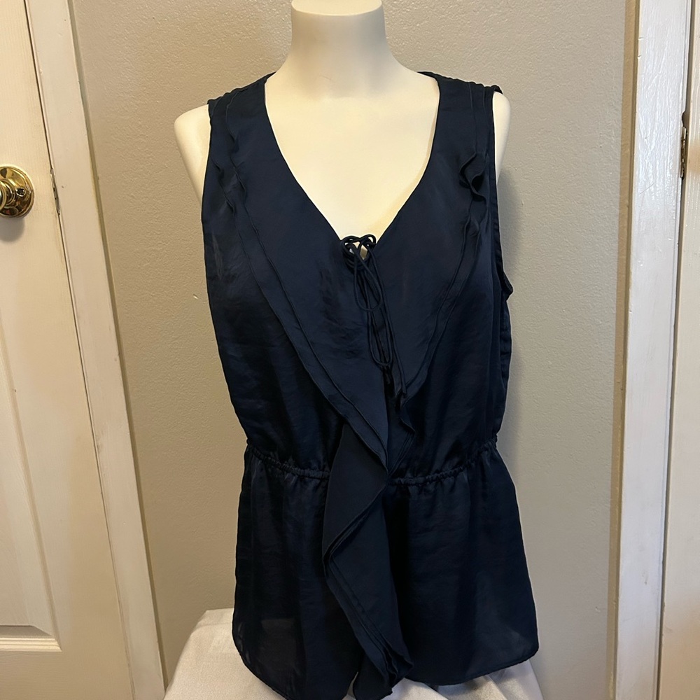 Banana Republic Dark Blue Ruffle Blouse